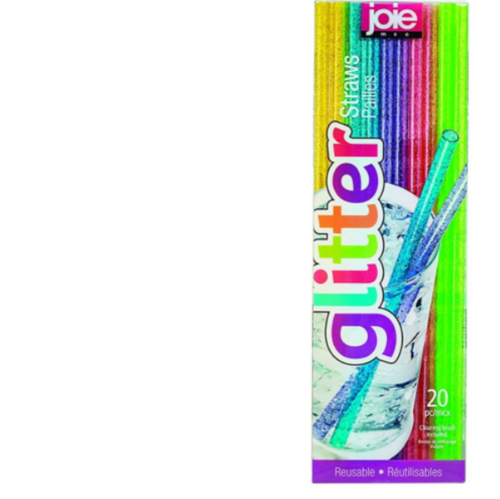 Joie 20-Piece Reuseable Glitter Rainbow  Straw Set